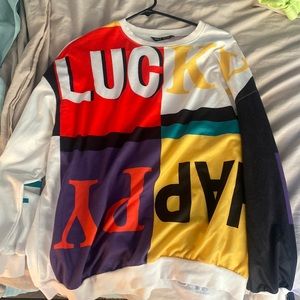 Lucky Happy long sleeve colorful crew neck